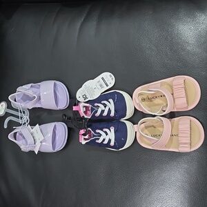 3 pair of new infant girl sneakers and sandals